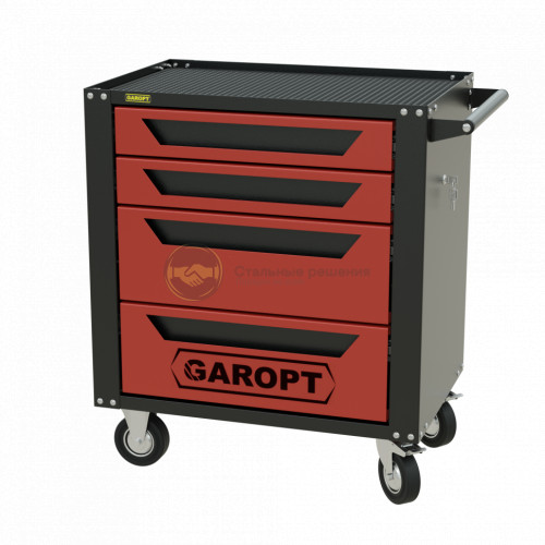 Тележка инструментальная Garopt серия Standart 4 ящика доводчики красная